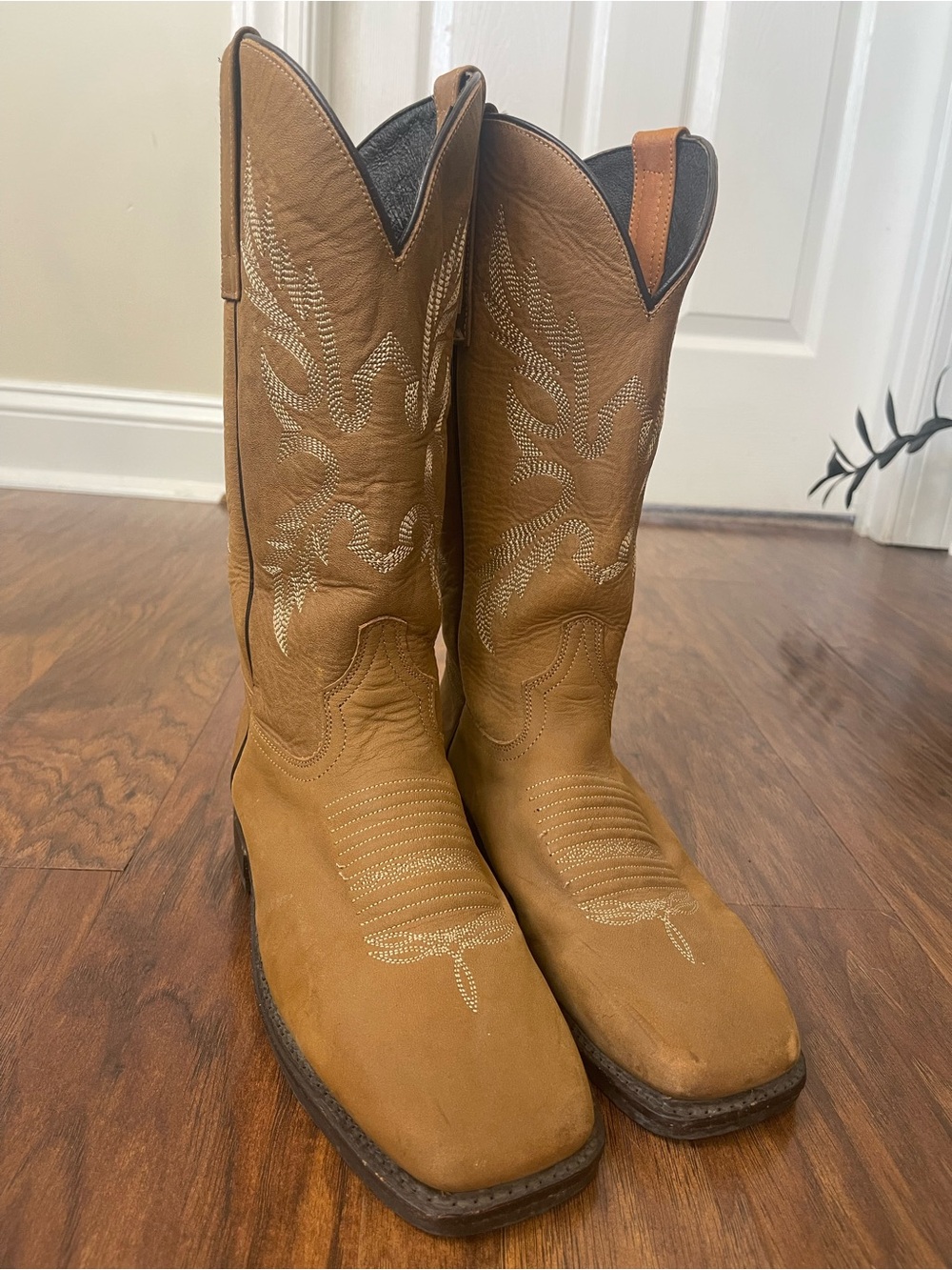 Masterson Boot Co Western Cowboy Boots Light Tan Cognac Leather Sz 7 Pull On